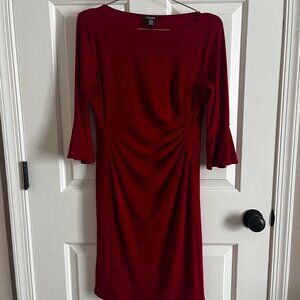 Flared Arm Red Midi Dress